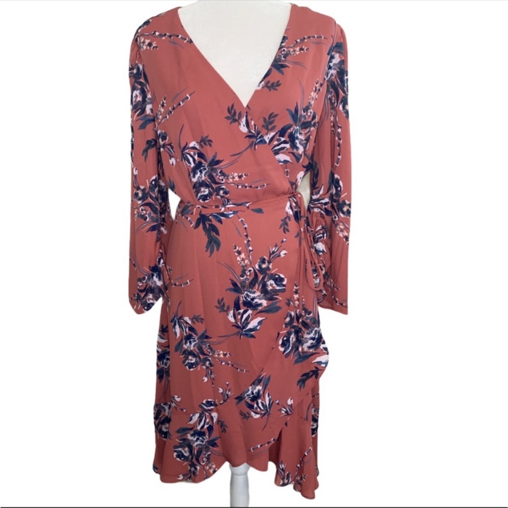 Charles Henry wrap dress Floral Pink L - Picture 2 of 5